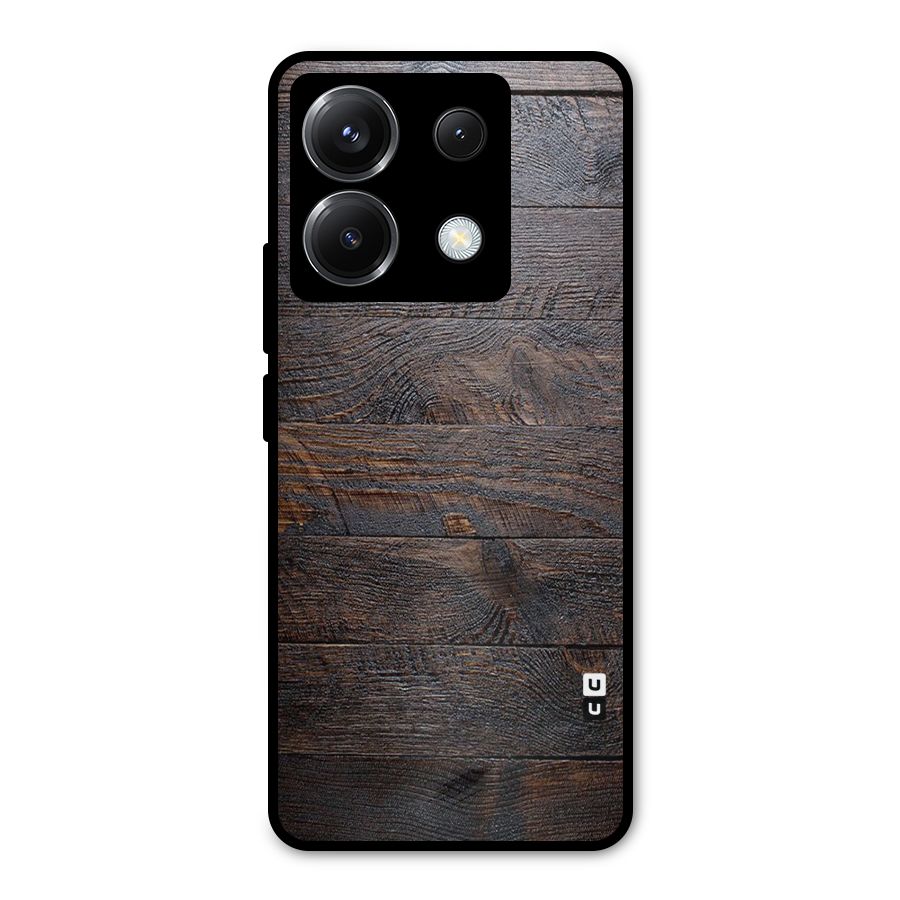 Dark Wood Printed Metal Back Case for Poco X6
