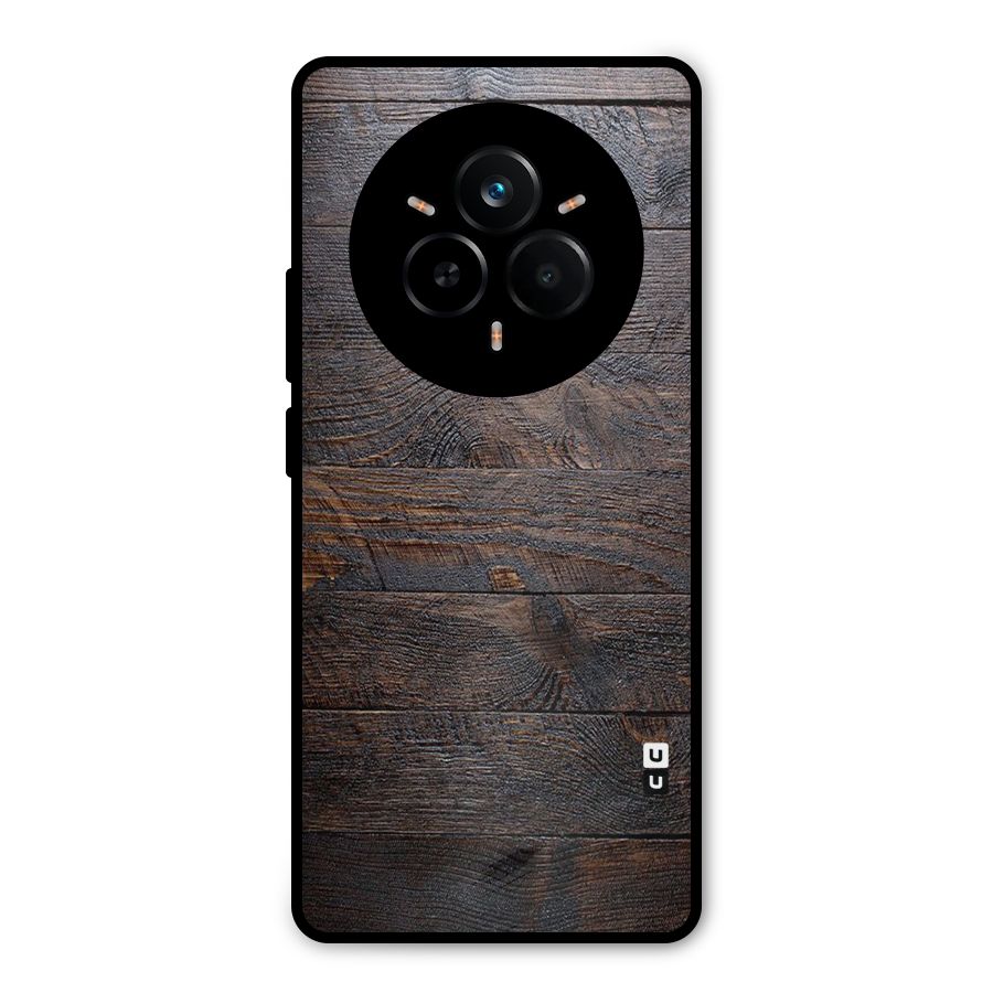Dark Wood Printed Metal Back Case for Realme 14 Pro