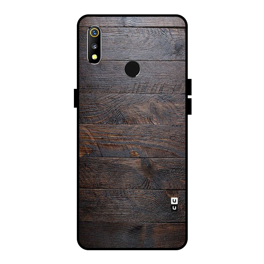 Dark Wood Printed Metal Back Case for Realme 3i