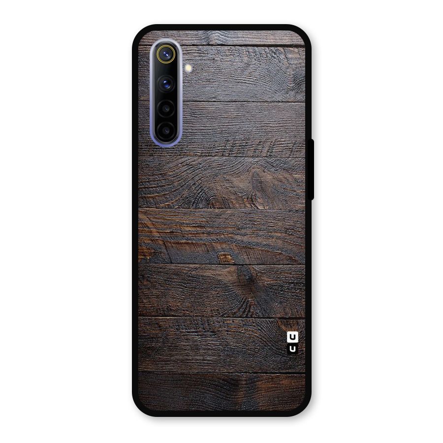 Dark Wood Printed Metal Back Case for Realme 6i