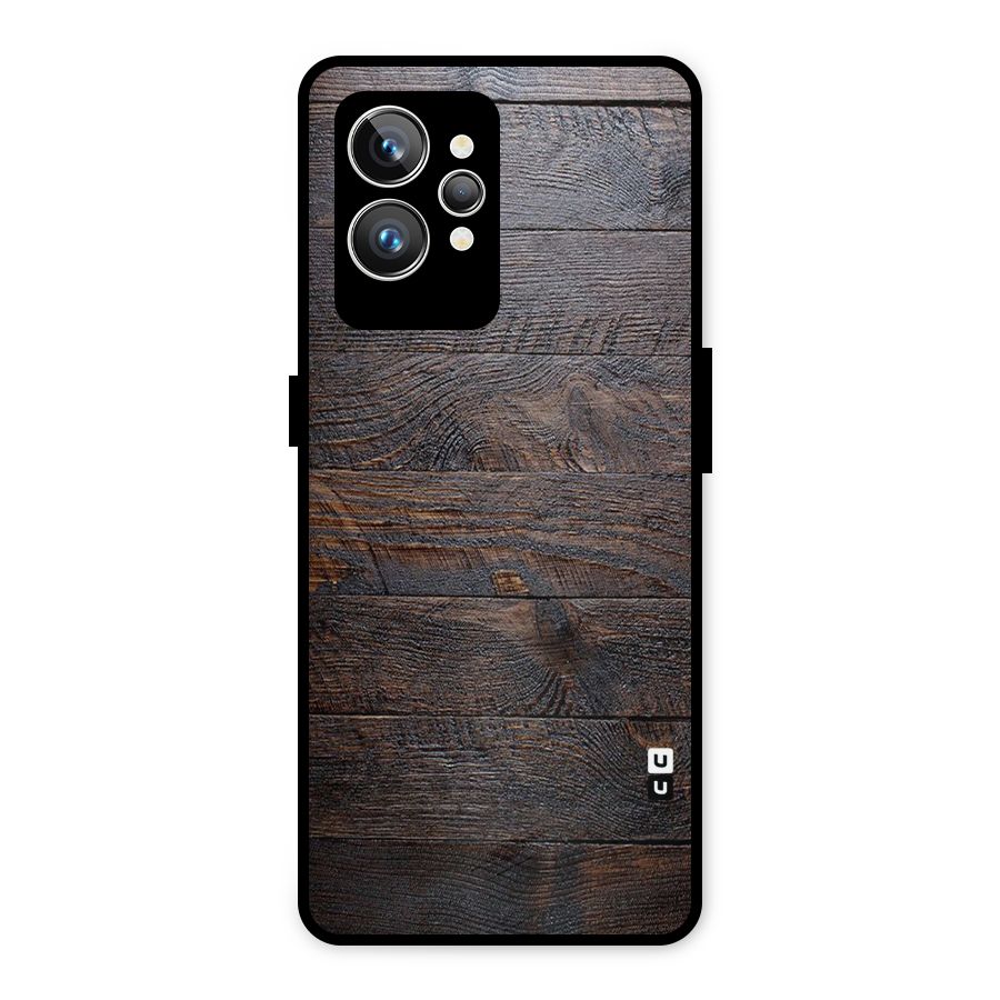 Dark Wood Printed Metal Back Case for Realme GT2 Pro
