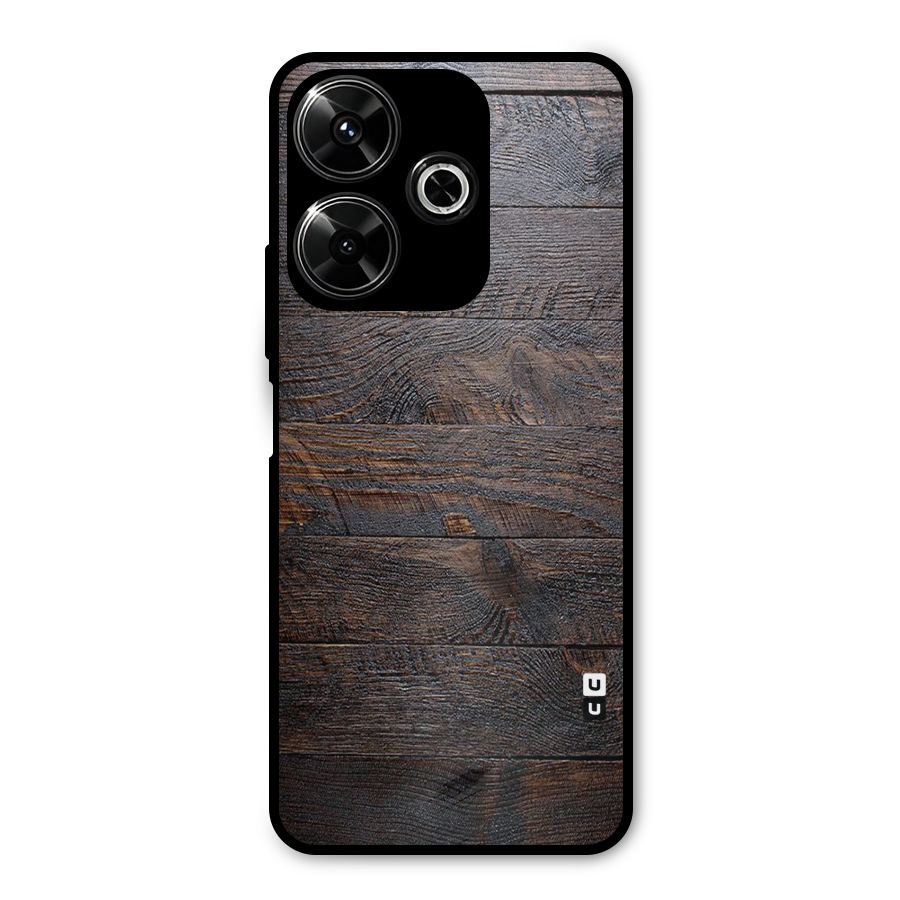 Dark Wood Printed Metal Back Case for Redmi 13 5G