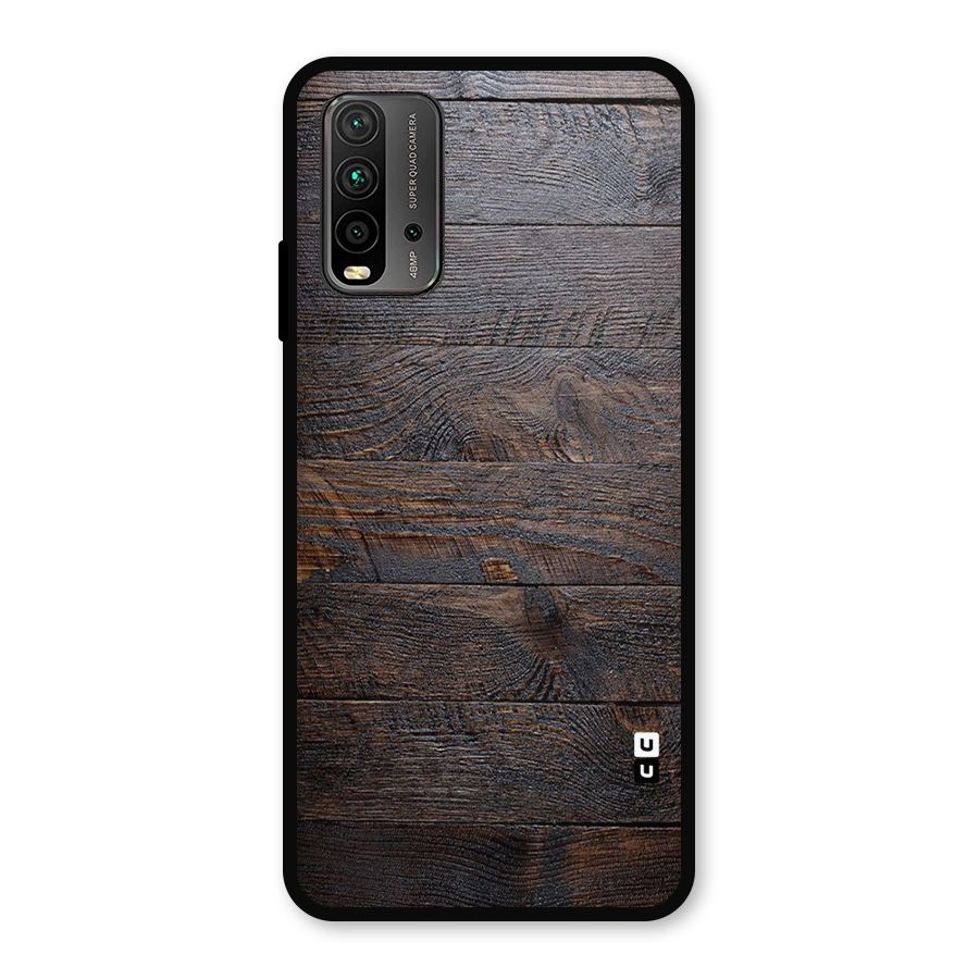 Dark Wood Printed Metal Back Case for Redmi 9 Power