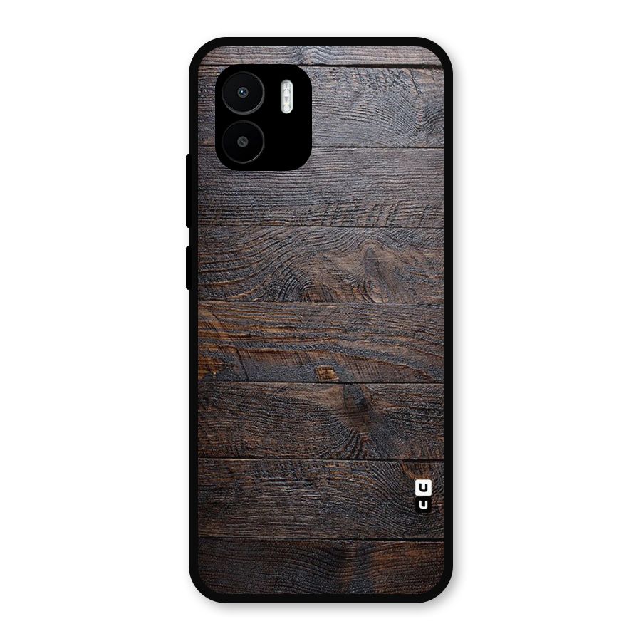 Dark Wood Printed Metal Back Case for Redmi A2