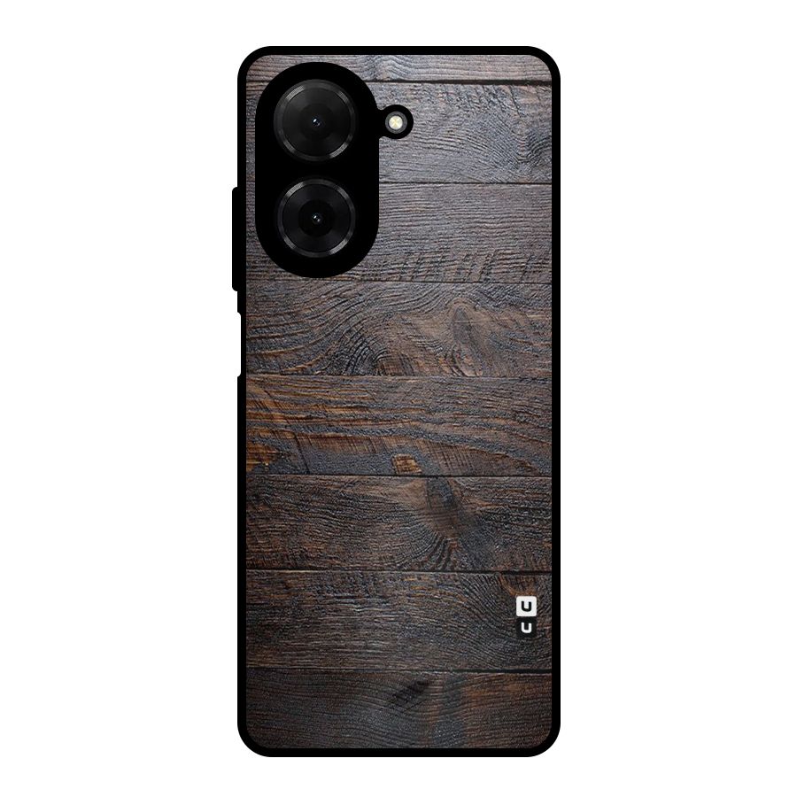 Dark Wood Printed Metal Back Case for Redmi A5 4G