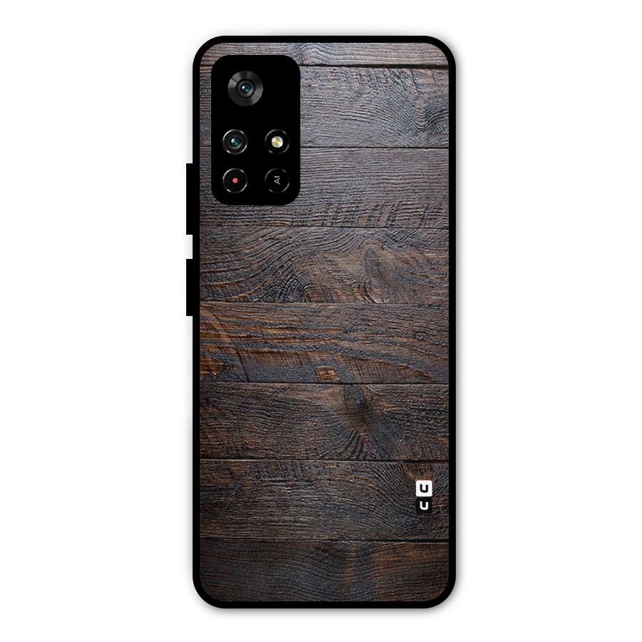 Dark Wood Printed Metal Back Case for Redmi Note 11T 5G