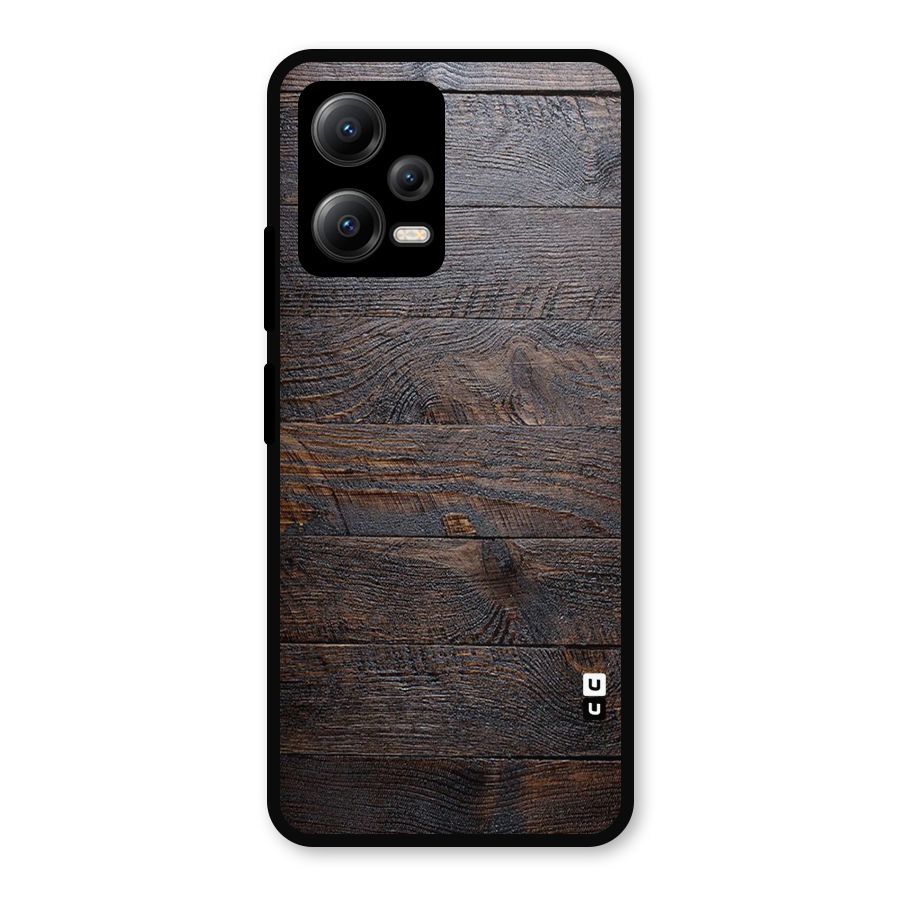 Dark Wood Printed Metal Back Case for Redmi Note 12 5G