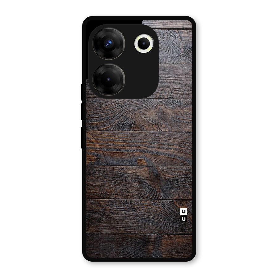 Dark Wood Printed Metal Back Case for Tecno Camon 20 Pro