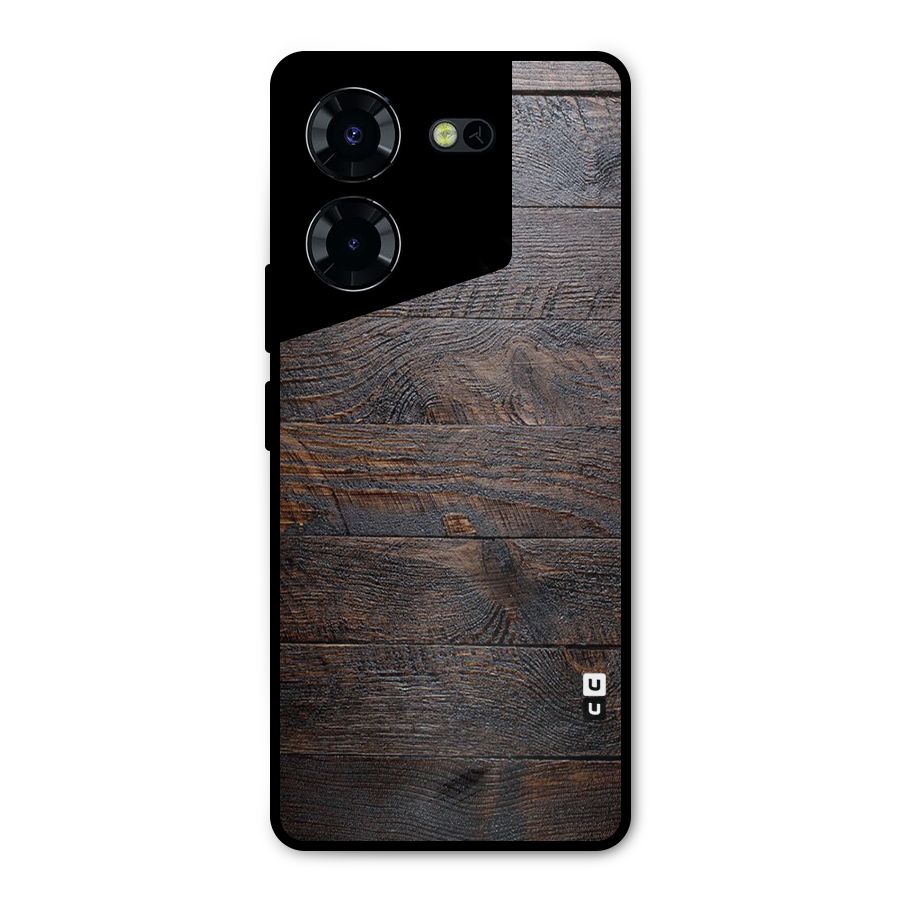 Dark Wood Printed Metal Back Case for Tecno Pova 5 Pro 5G