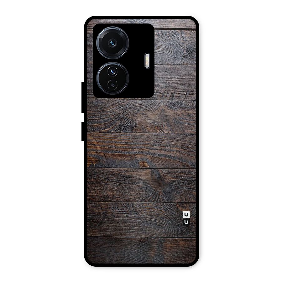 Dark Wood Printed Metal Back Case for Vivo T1 Pro
