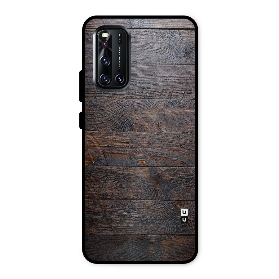Dark Wood Printed Metal Back Case for Vivo V19