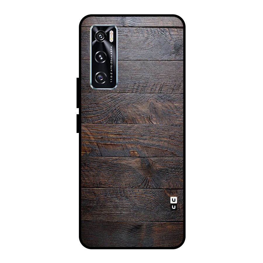 Dark Wood Printed Metal Back Case for Vivo V20 SE