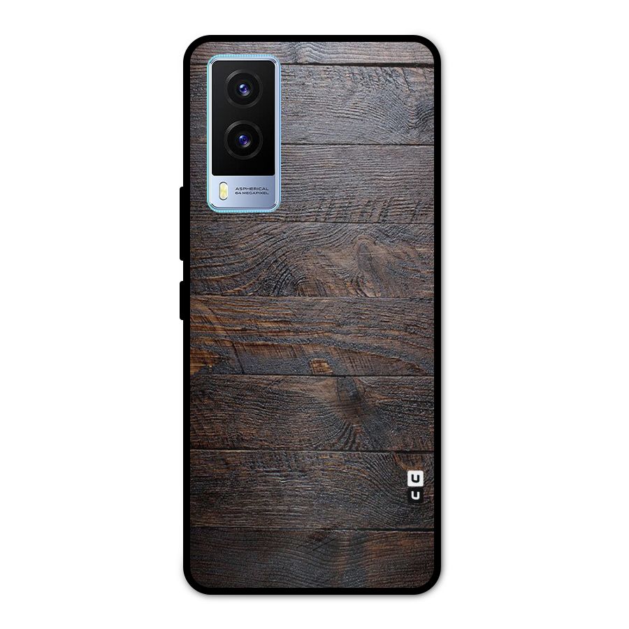 Dark Wood Printed Metal Back Case for Vivo V21e 5G