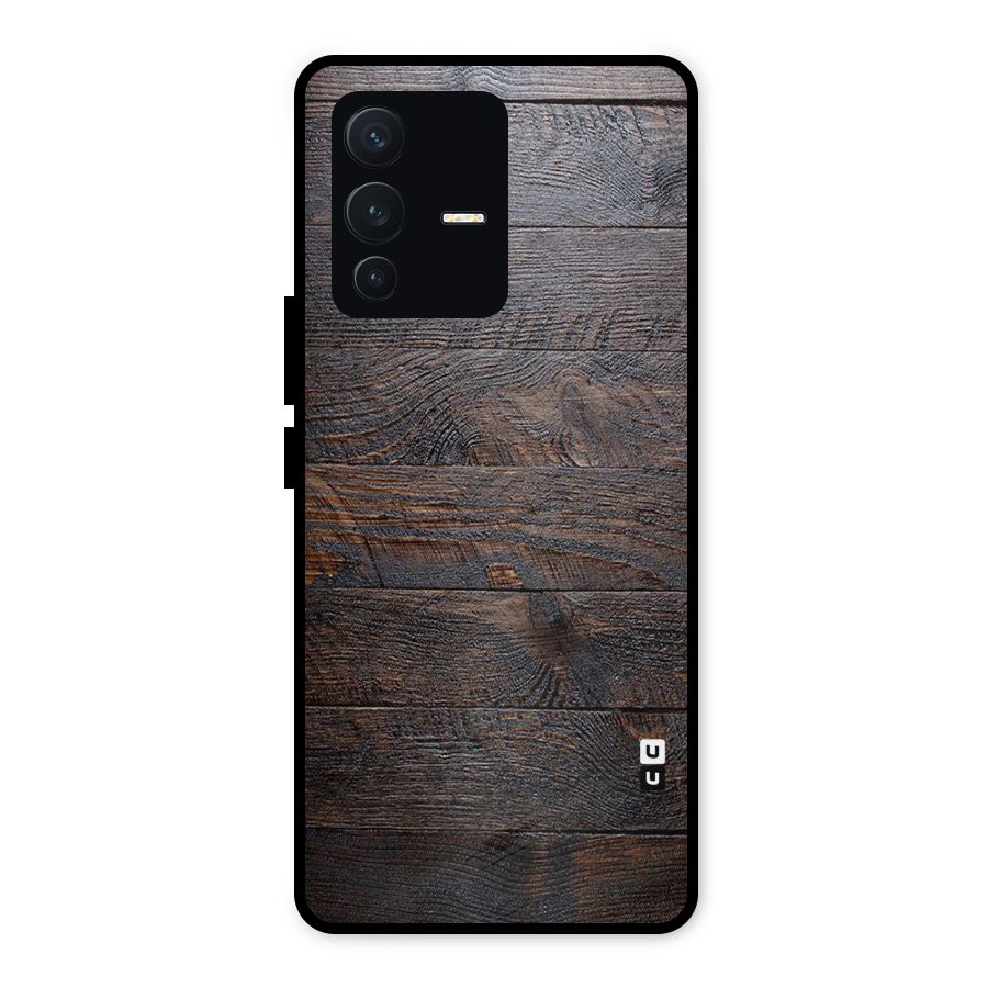 Dark Wood Printed Metal Back Case for Vivo V23 5G