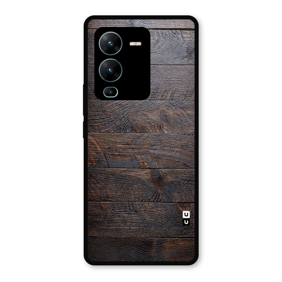 Dark Wood Printed Metal Back Case for Vivo V25 Pro