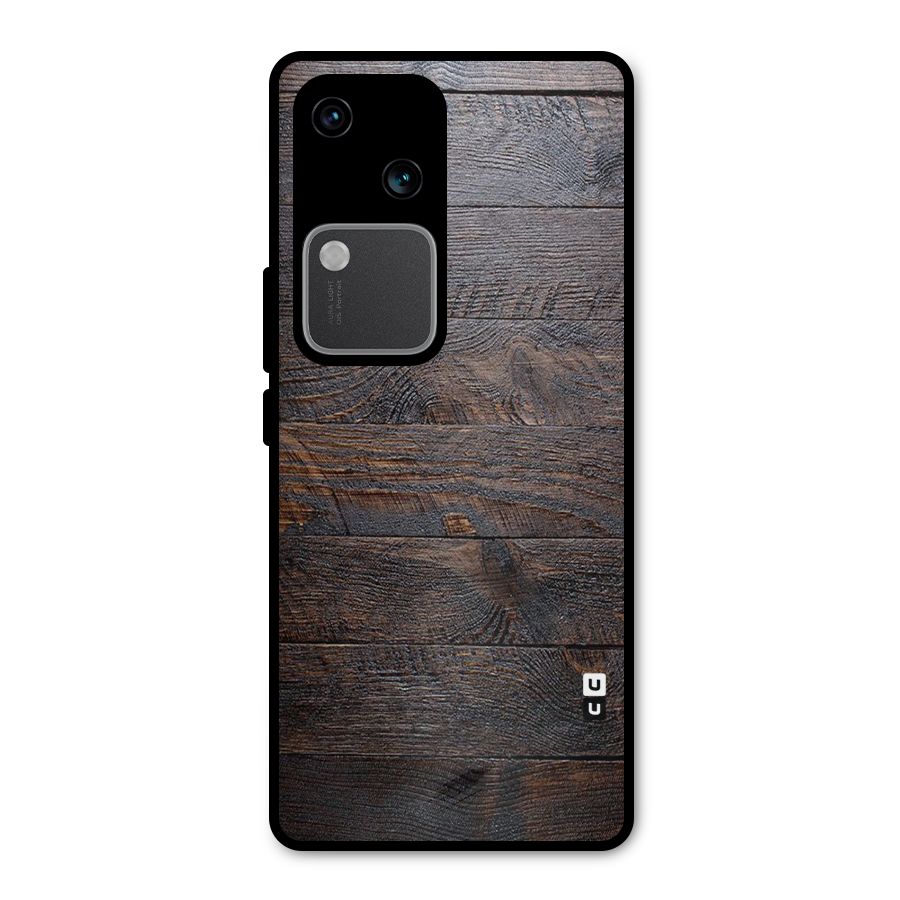 Dark Wood Printed Metal Back Case for Vivo V30 Pro