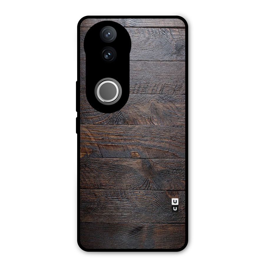 Dark Wood Printed Metal Back Case for Vivo V50e