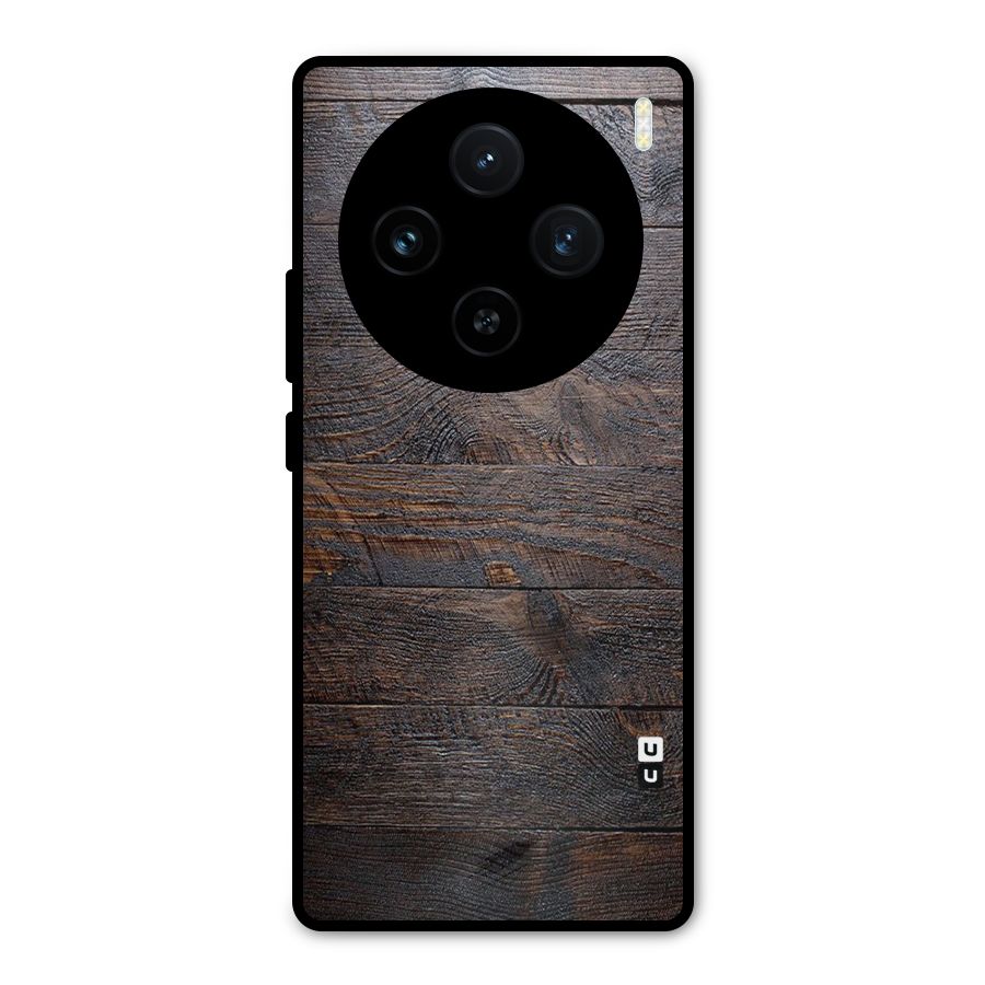 Dark Wood Printed Metal Back Case for Vivo X100