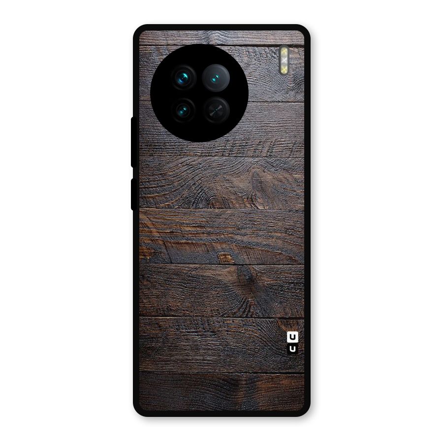 Dark Wood Printed Metal Back Case for Vivo X90