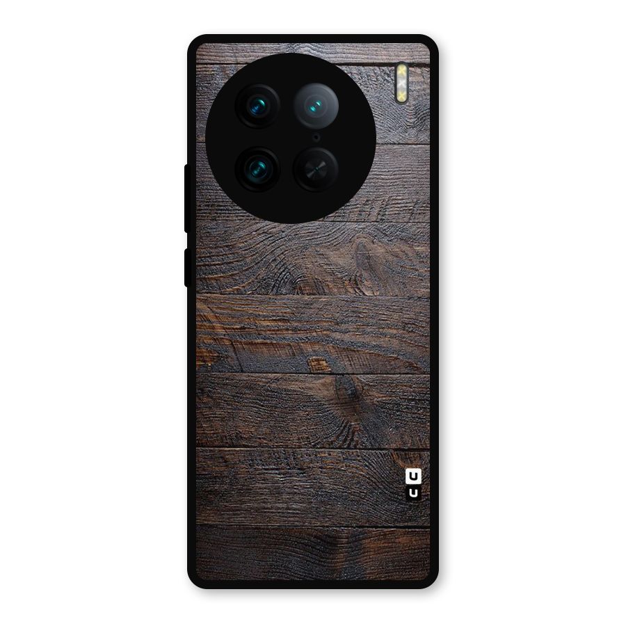 Dark Wood Printed Metal Back Case for Vivo X90 Pro
