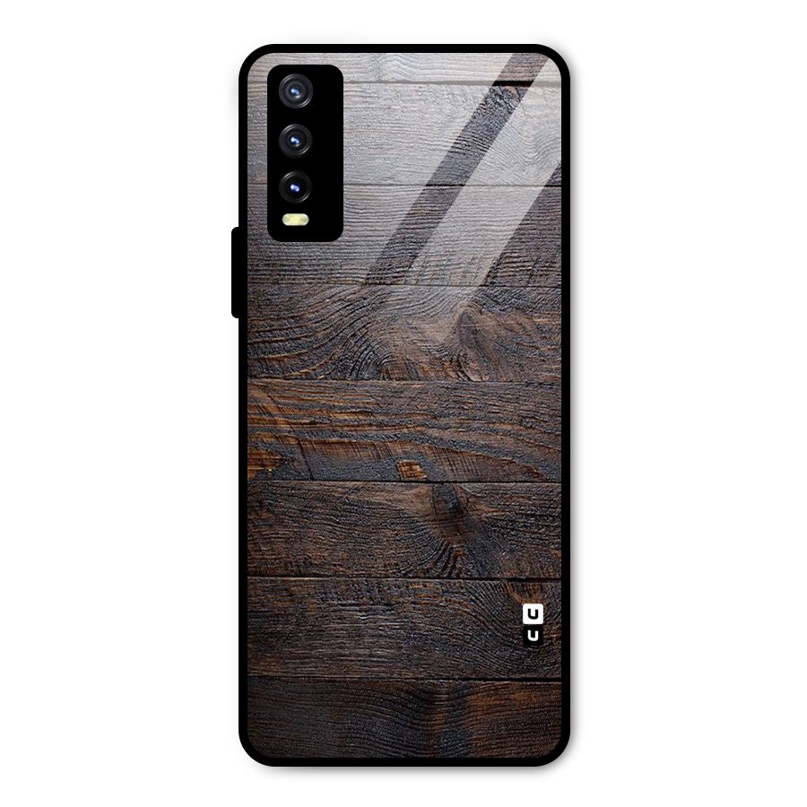 Dark Wood Printed Metal Back Case for Vivo Y20