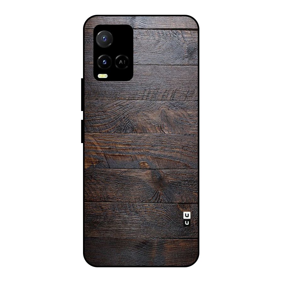 Dark Wood Printed Metal Back Case for Vivo Y21T