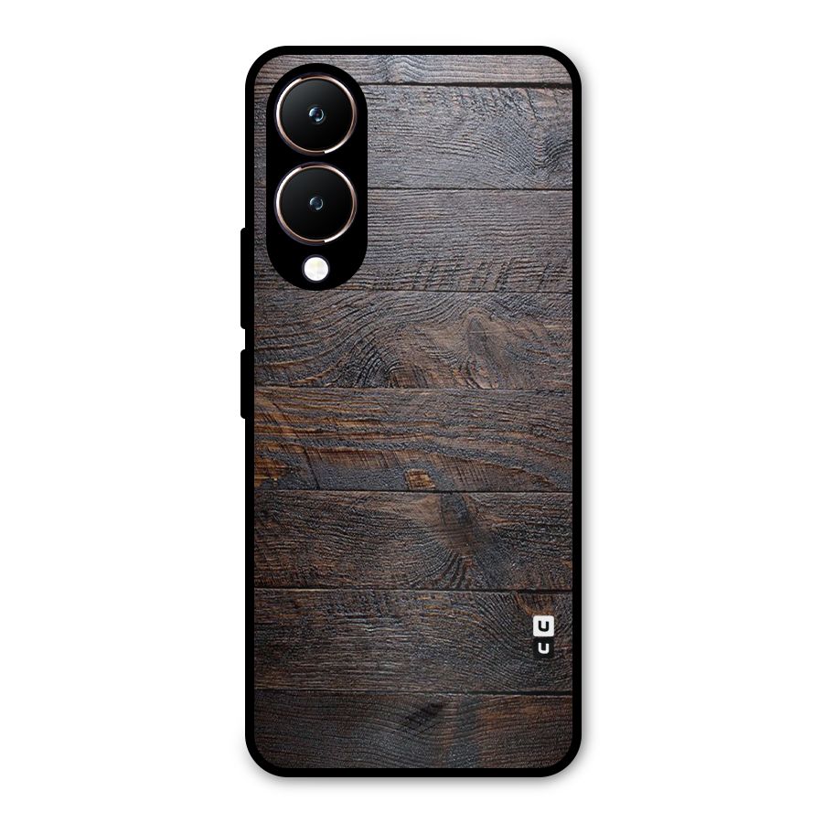 Dark Wood Printed Metal Back Case for Vivo Y28