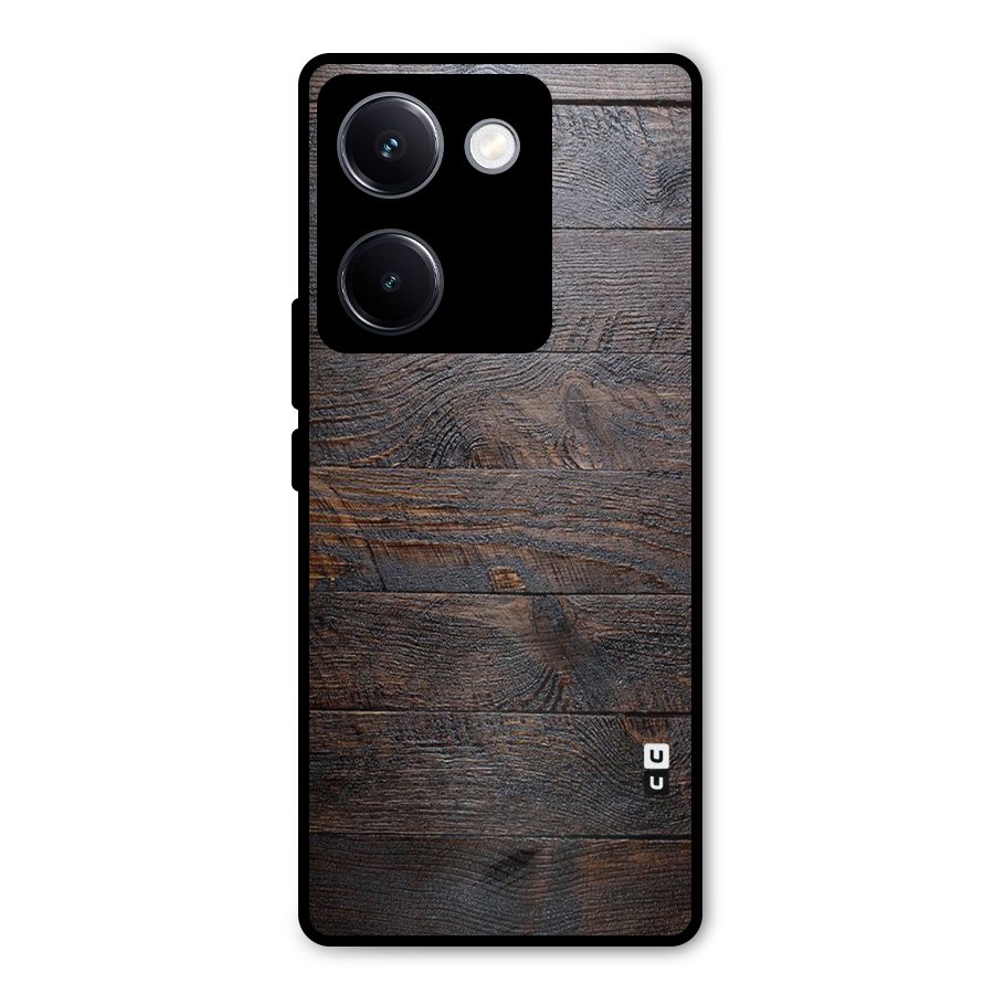 Dark Wood Printed Metal Back Case for Vivo Y300 Plus