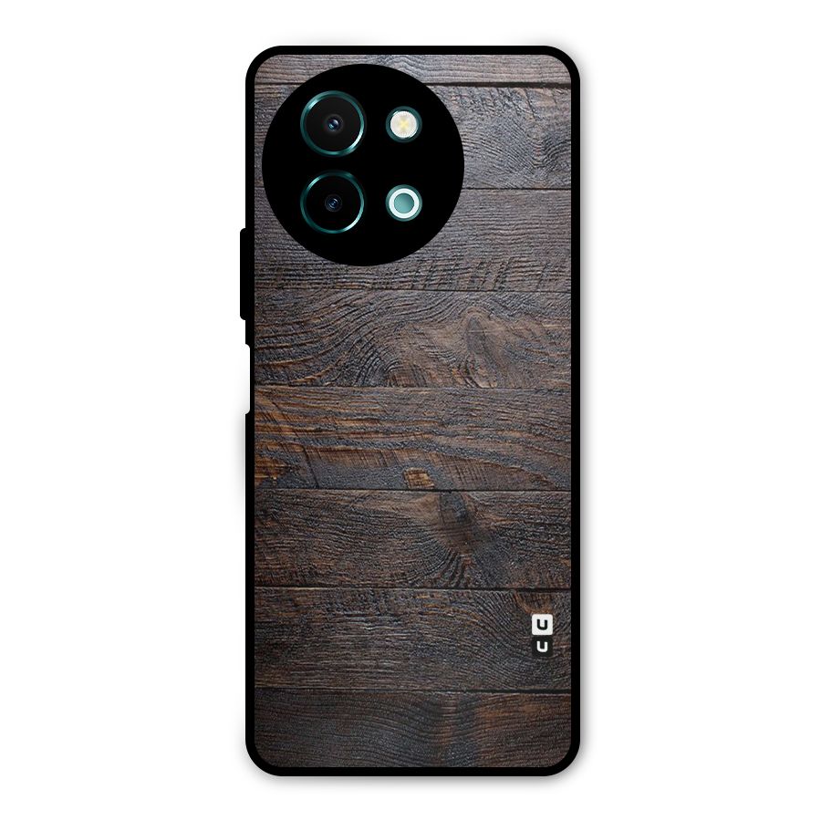 Dark Wood Printed Metal Back Case for Vivo Y58