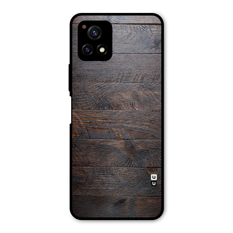 Dark Wood Printed Metal Back Case for Vivo Y72 5G