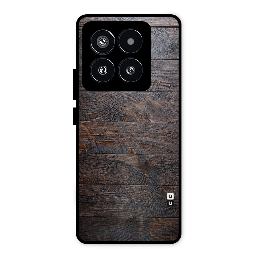 Dark Wood Printed Metal Back Case for Xiaomi 14 Pro