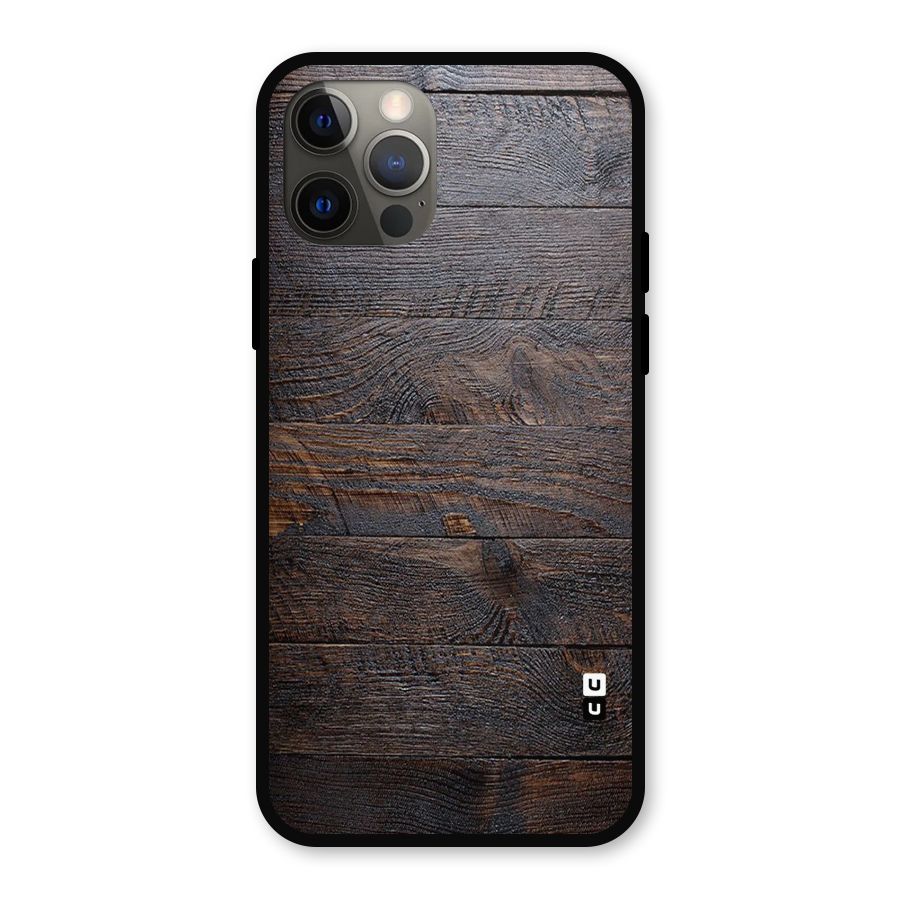 Dark Wood Printed Metal Back Case for iPhone 12 Pro