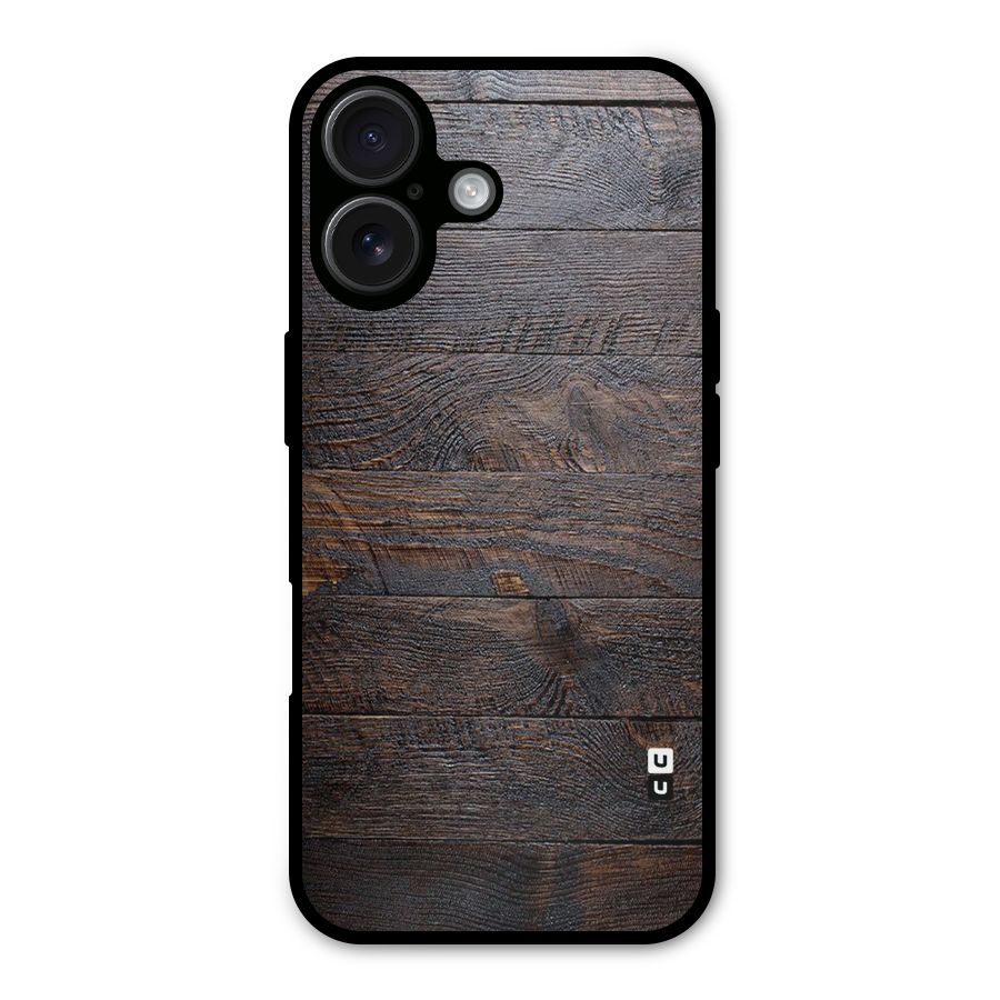 Dark Wood Printed Metal Back Case for iPhone 16