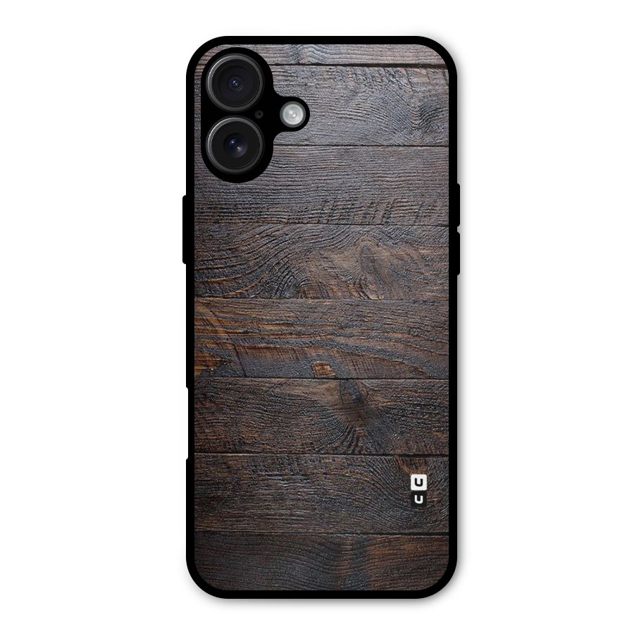 Dark Wood Printed Metal Back Case for iPhone 16 Plus
