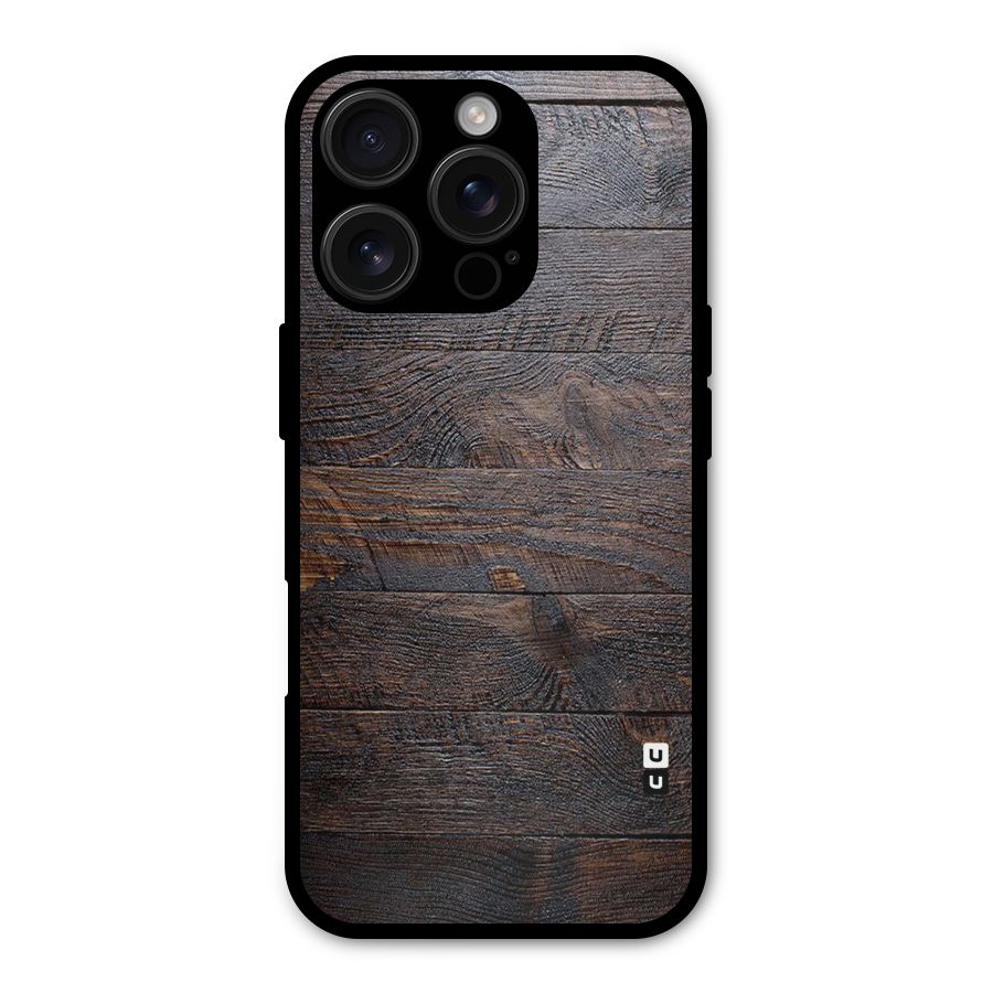 Dark Wood Printed Metal Back Case for iPhone 16 Pro