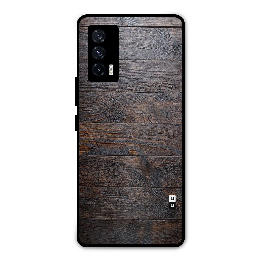 Dark Wood Printed Metal Back Case for iQOO 7 5G