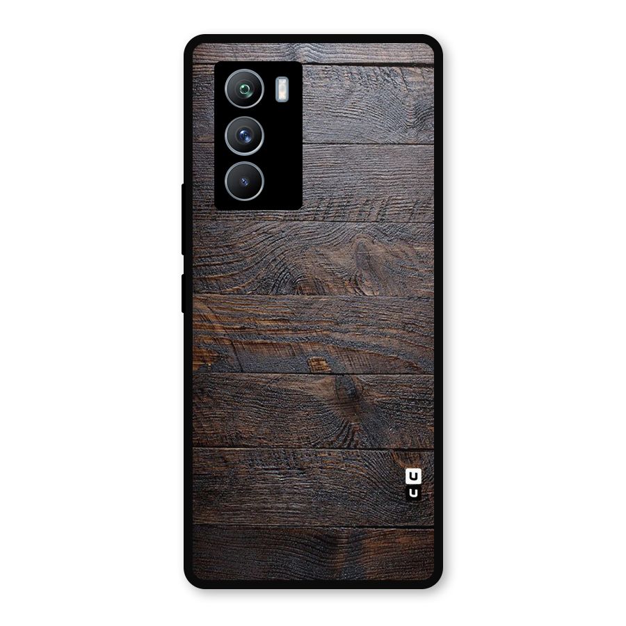 Dark Wood Printed Metal Back Case for iQOO 9 SE