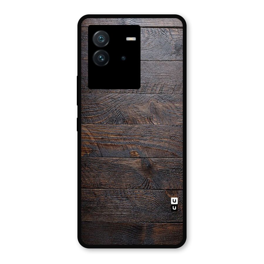 Dark Wood Printed Metal Back Case for iQOO Neo 6 5G