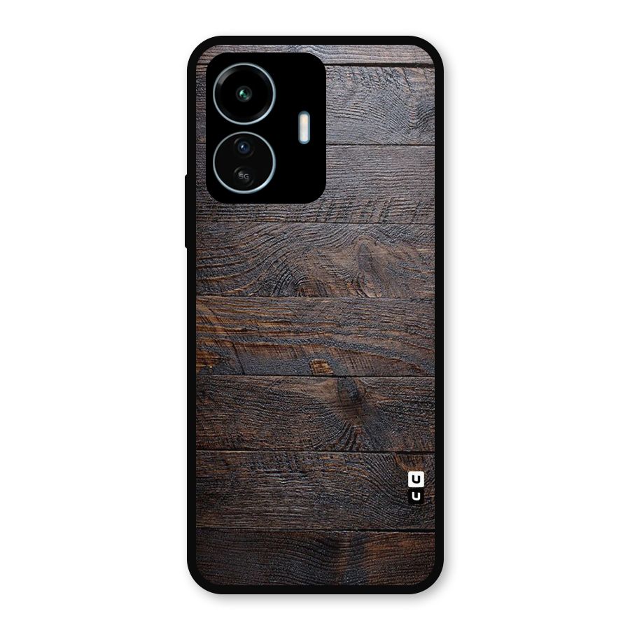 Dark Wood Printed Metal Back Case for vivo iQOO Z6 Lite 5G