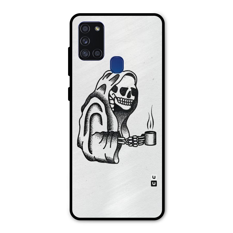 Dead But Coffee Metal Back Case for Galaxy A21s