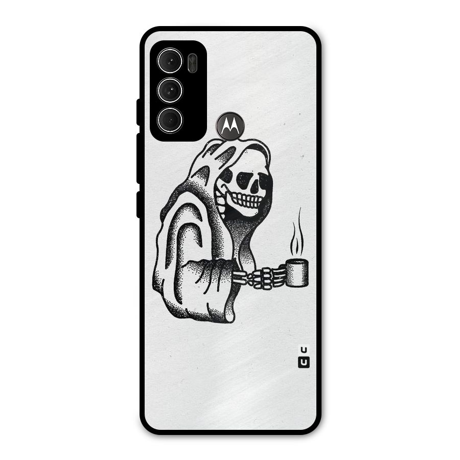 Dead But Coffee Metal Back Case for Moto G60