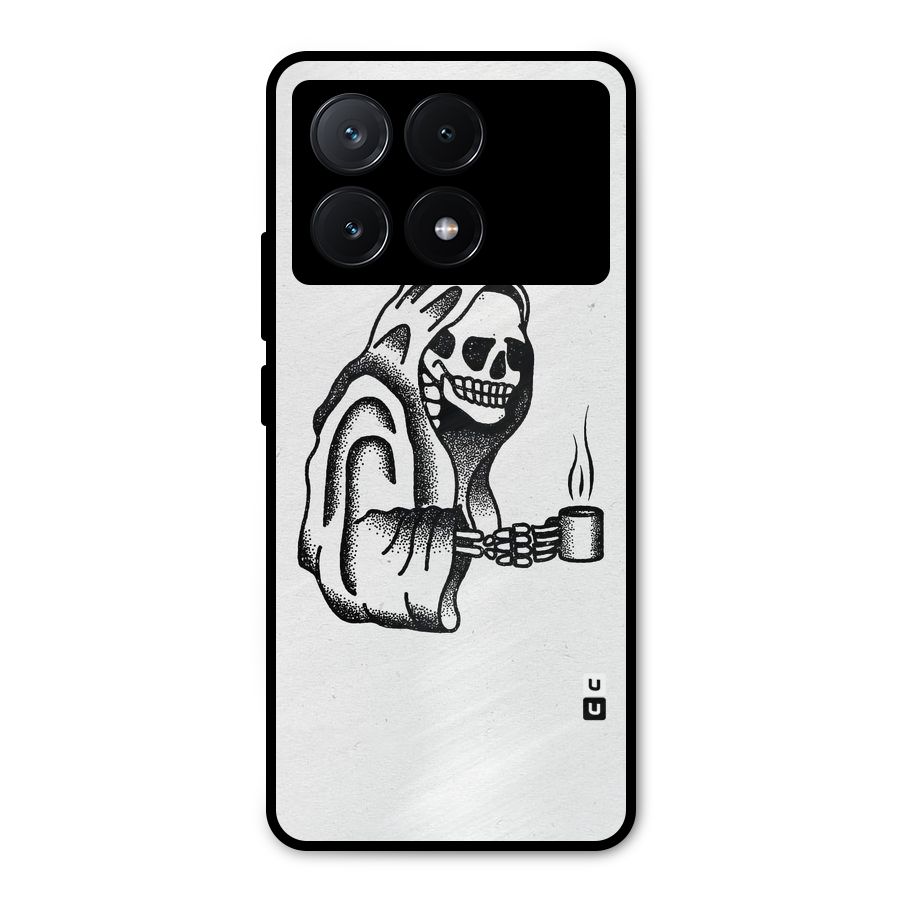 Dead But Coffee Metal Back Case for Poco X6 Pro