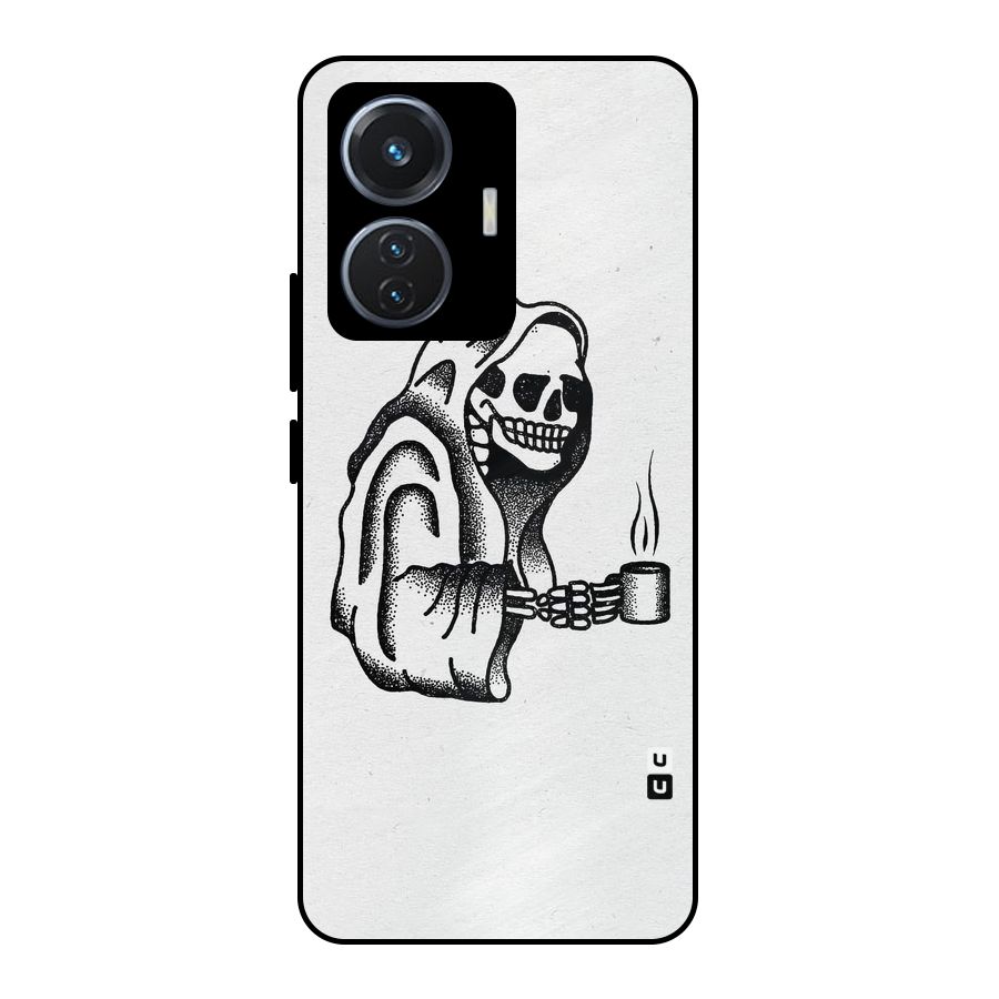 Dead But Coffee Metal Back Case for Vivo T1 44W