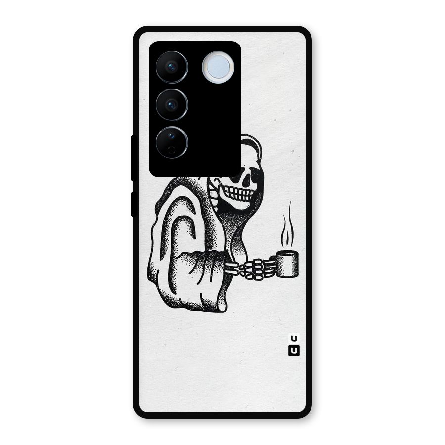 Dead But Coffee Metal Back Case for Vivo V27 Pro