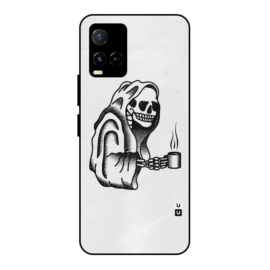 Dead But Coffee Metal Back Case for Vivo Y21A