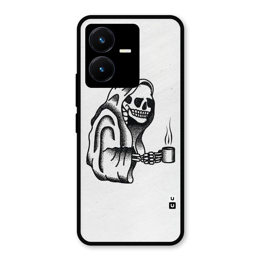 Dead But Coffee Metal Back Case for Vivo Y22s