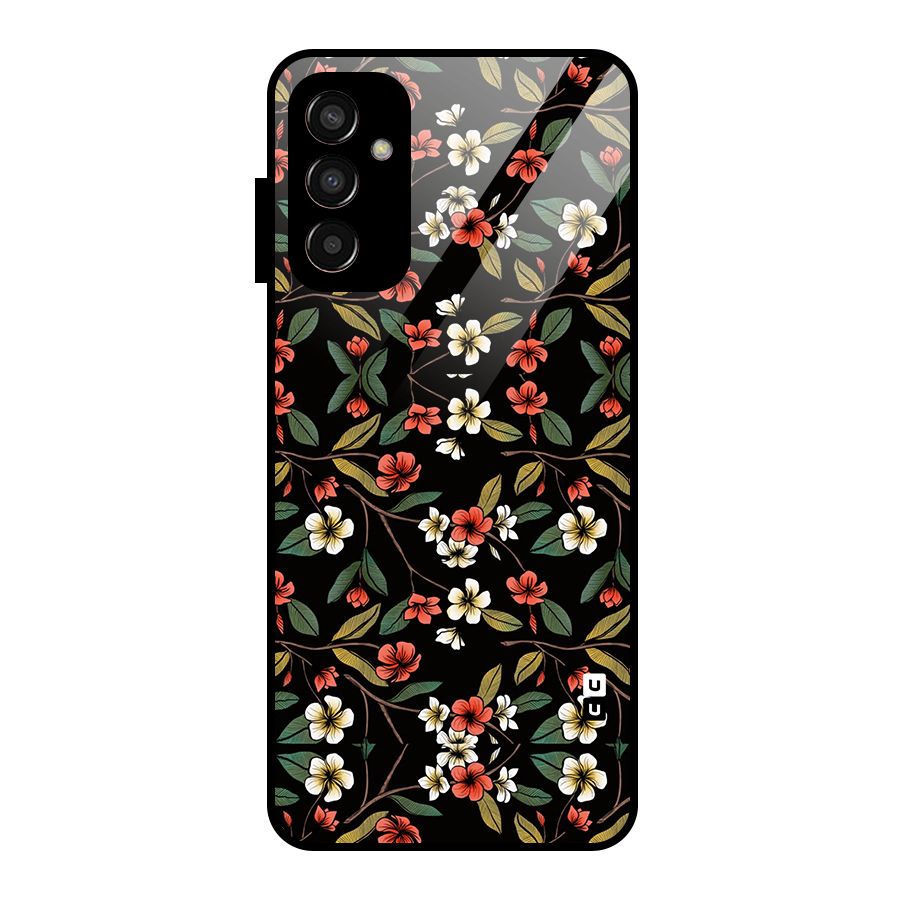 Decorative Florals Pattern Glass Back Case for Galaxy F13