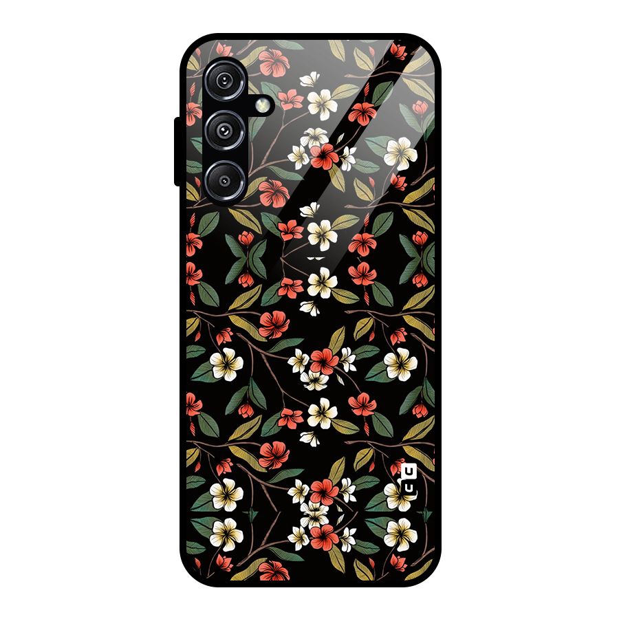 Decorative Florals Pattern Glass Back Case for Galaxy M34 5G