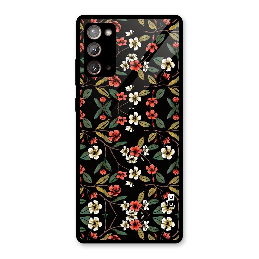 Decorative Florals Pattern Glass Back Case for Galaxy Note 20