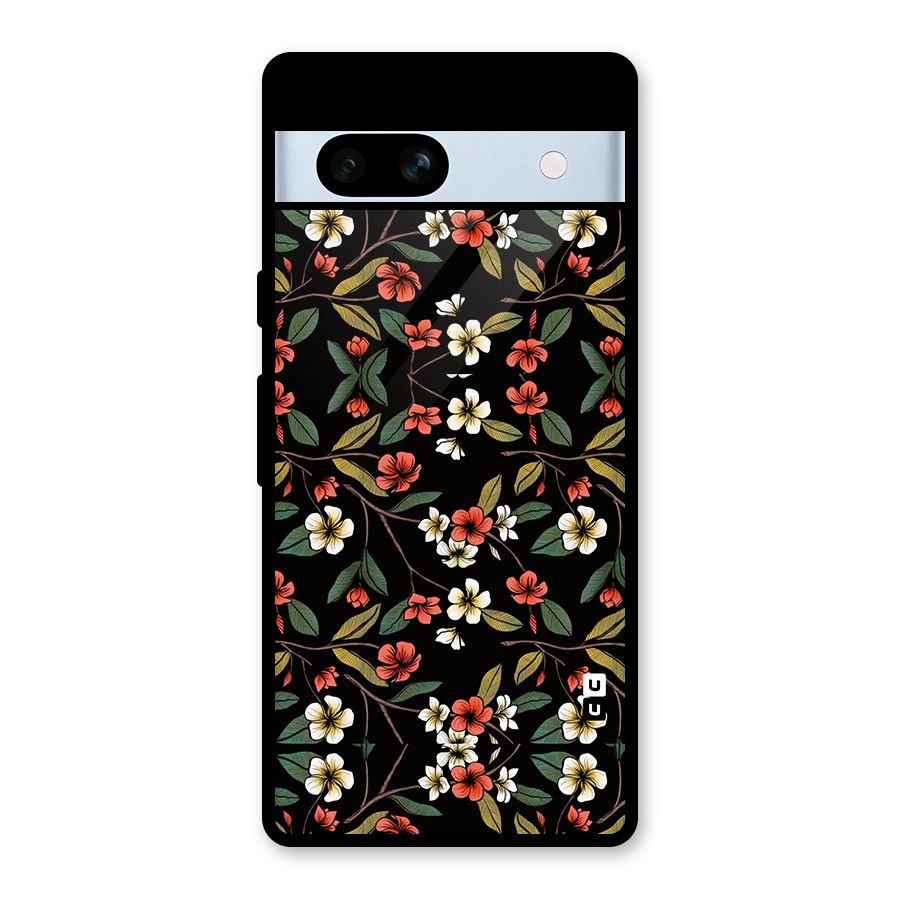 Decorative Florals Pattern Glass Back Case for Google Pixel 7a